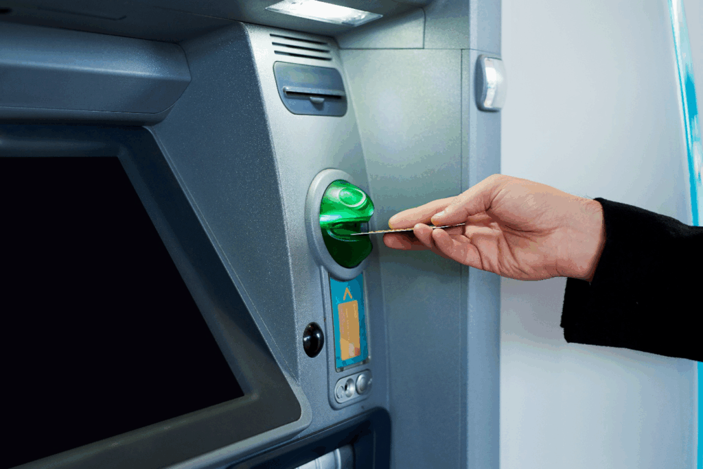 An image of a person using an ATM