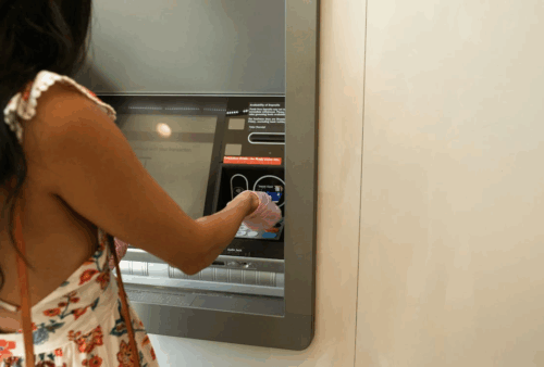 An ATM machine.