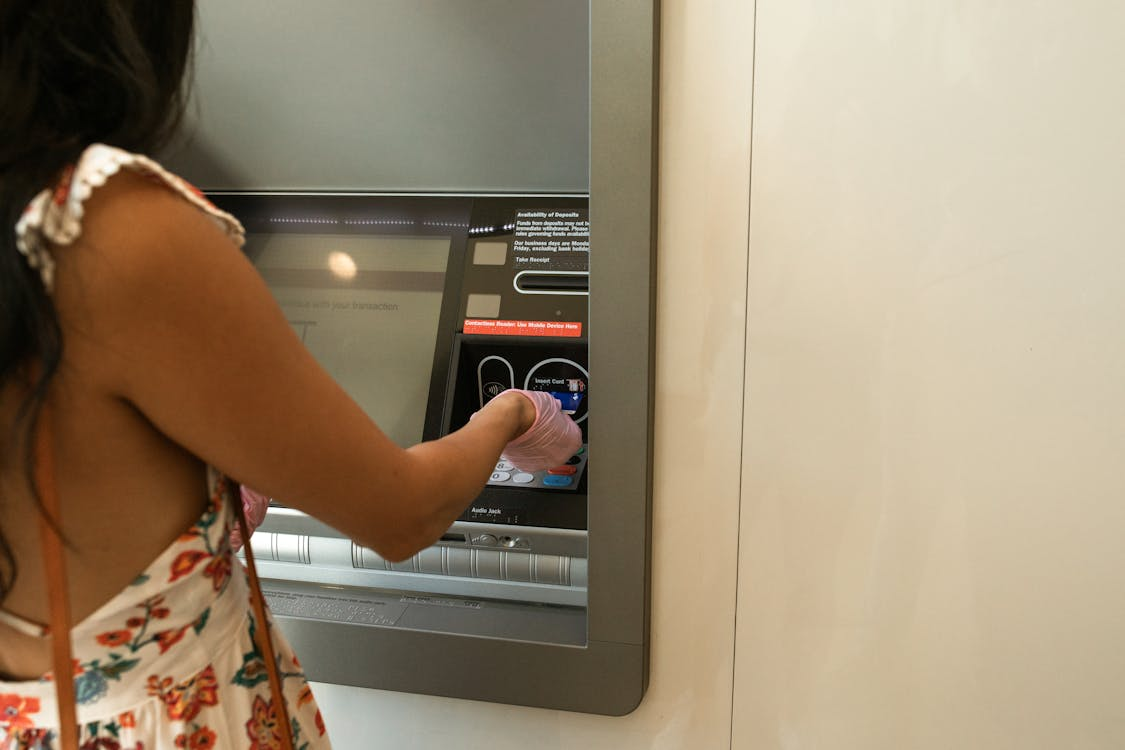 An ATM machine.